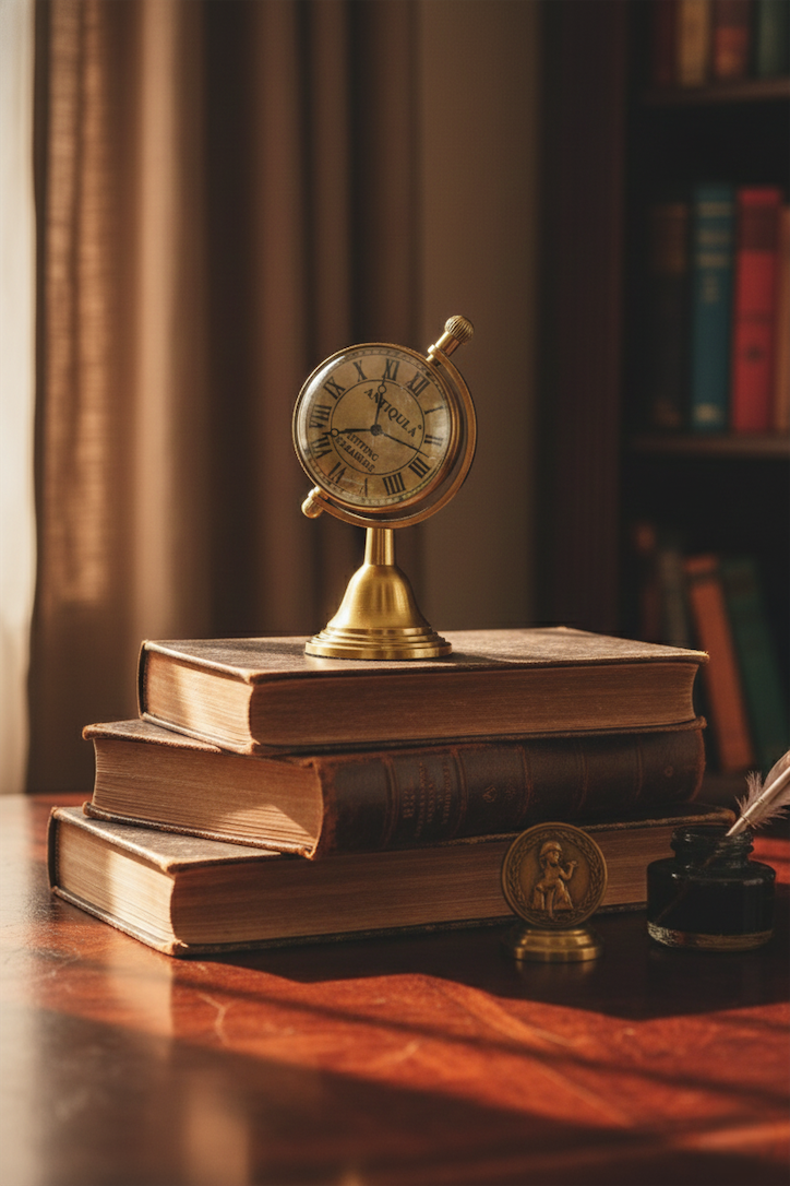 Antiqula Epoch 3.3 – Rotating Vintage Brass Globe Desk Clock