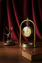 Antiqula Magnus 6.4 – Vintage Brass Arch Desk Clock with Compass & Engraved Quote