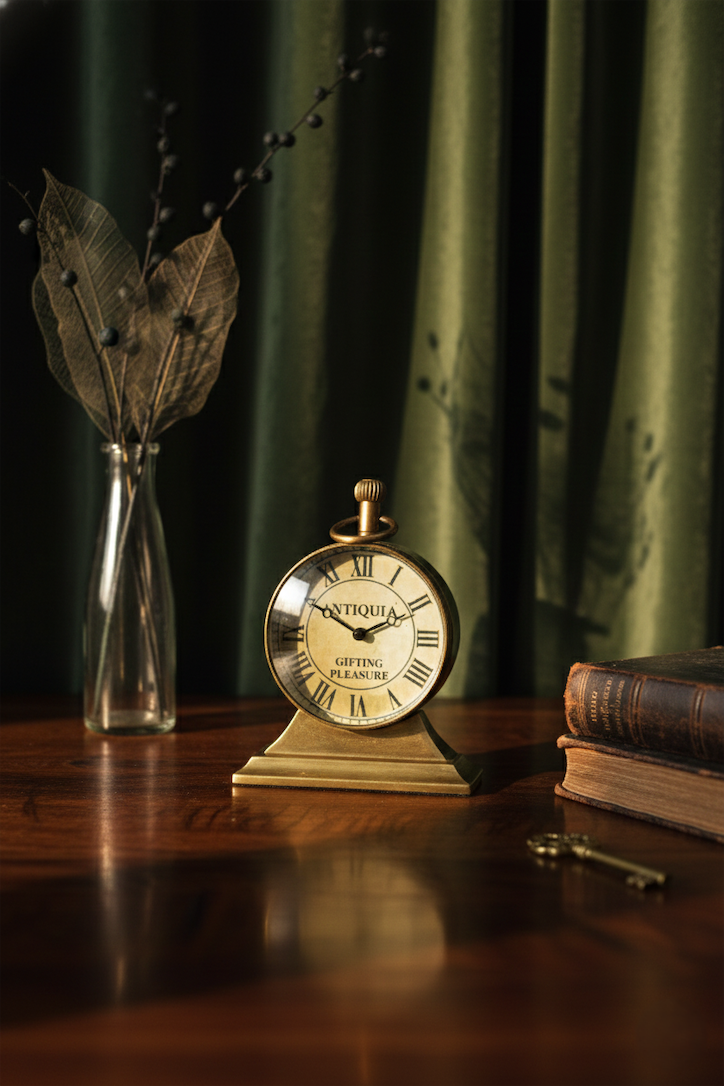 Antiqula Epoch 3.2 – Vintage Brass Dual-Sided Desk Clock
