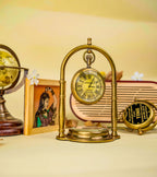 Antiqula Magnus 6.4 – Vintage Brass Arch Desk Clock with Compass & Engraved Quote