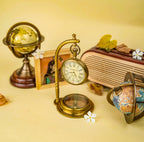 Antiqula Magnus 6.1 – Vintage Brass Desk Clock with Compass & Engraved Quote