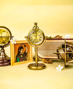 Antiqula Magnus 6.2 - Vintage Brass Desk Clock with Engraved Quote