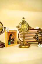 Antiqula Magnus 6.2 - Vintage Brass Desk Clock with Engraved Quote